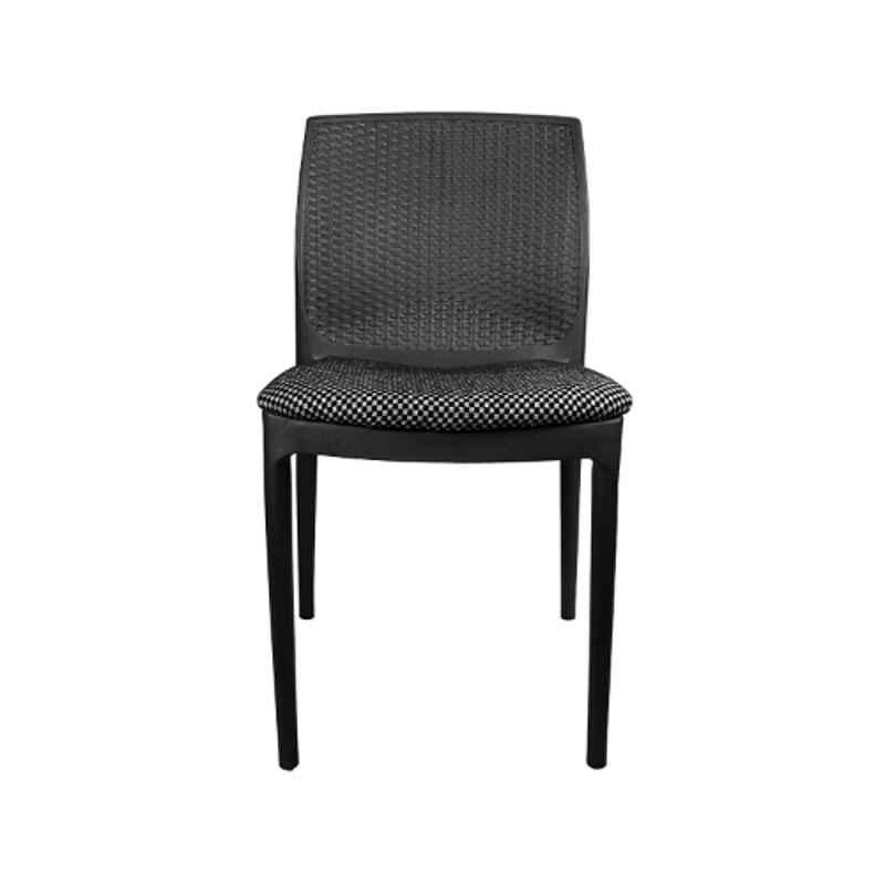 Diya Alpha Black Solid Back Cushion Plastic Chair without Arm