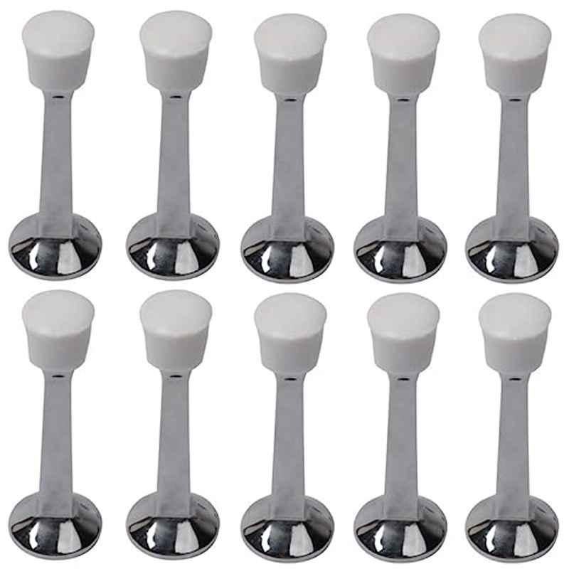 Screwtight 3 inch Zinc Satin Nickel Finish Wall Mounted Round Door Stopper, Z230403SN-10 (Pack of 10)