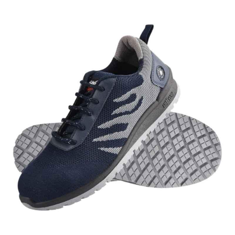 Hillson Swag 1908 Synthetic Leather Steel Toe Blue & Grey Work Safety Shoes, Size: 7