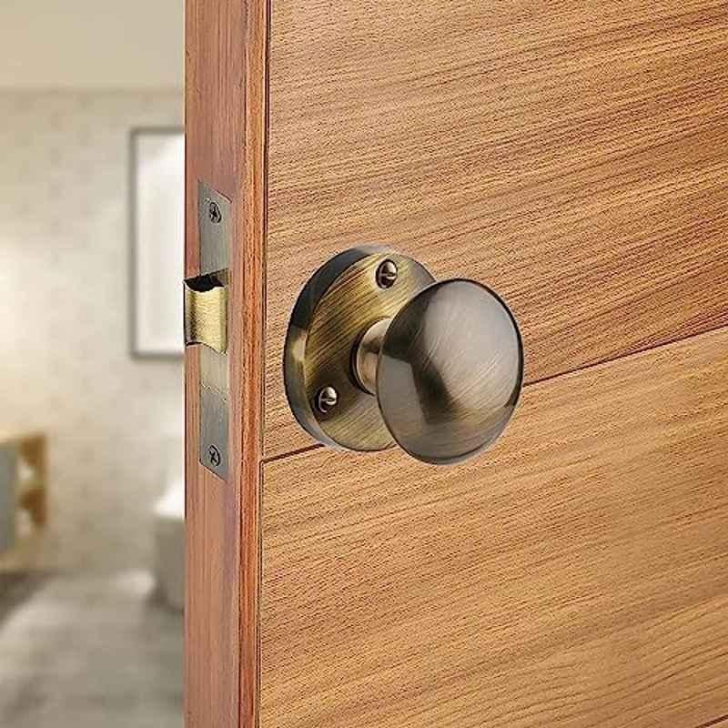 Screwtight 2.3 inch Zinc Brass Finish Round Victorian Mortise Door Knob Set, Z080201AB