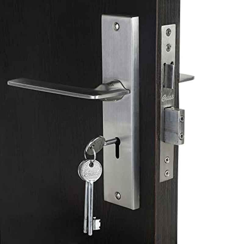 Homexpert Bentley 8 inch 60mm Stainless Steel Silver Cylindrical Plate Mortise Door Lock Set