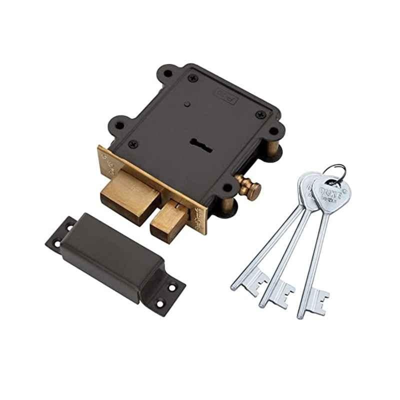 Duke Mild Steel & Brass Grey Main Door Lock with 3 Keys, DL2001