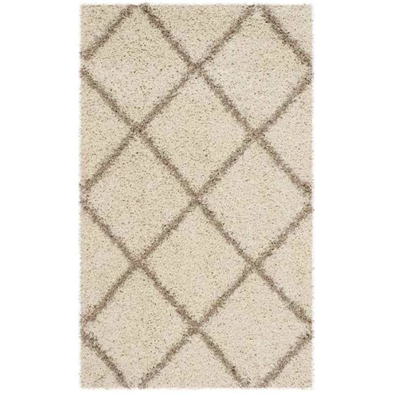 Carpetify 3x5ft Ivory & Beige Modern Anti Skid Shag Plush Fur Rug Carpet, 0712YCAYMCM