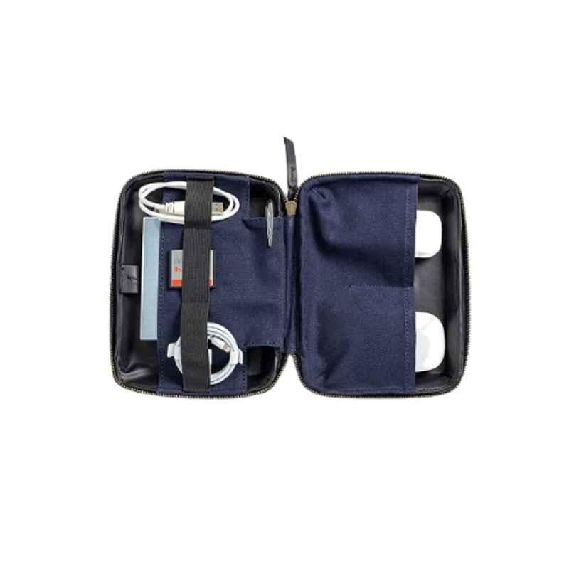 All Sorted Faux Leather Navy Rectangular Gadget Organiser Bag for Cables, Hard Disk & Mouse