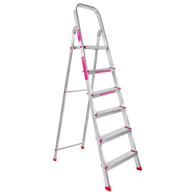 Casa Copenhagen CCSLCL600MG 150kg 6 Step Aluminium Silver & Pink Ladder