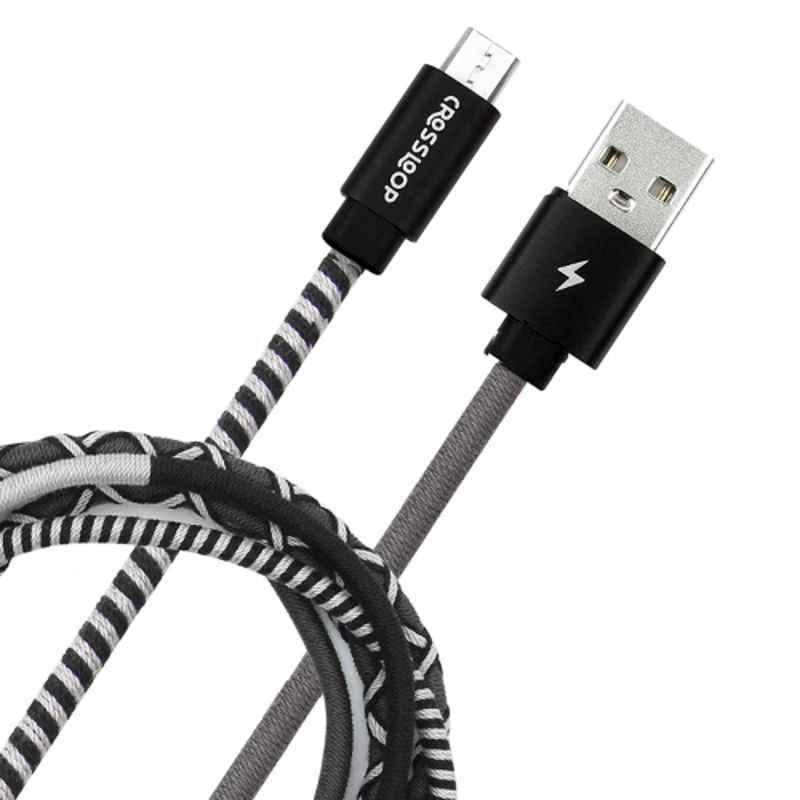 Crossloop 2.4A 1m Black & Grey Micro USB Cable, CSLM03