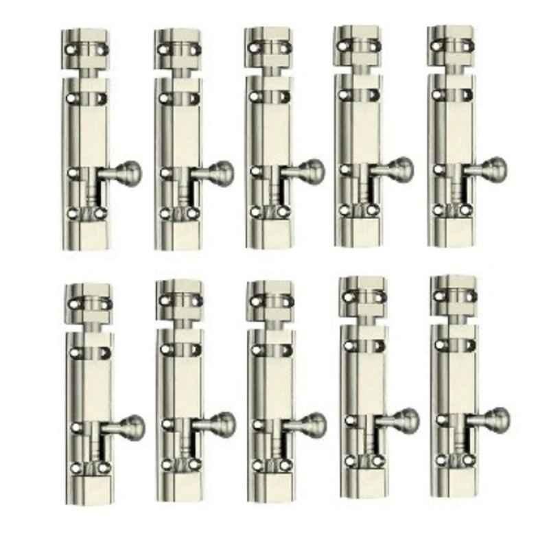 MSP M-2501 10 Pcs 4 inch Aluminium Silver Tower Bolt Set for Doors & Windows, M-2501SS4-10