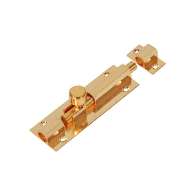 Smart Shophar 6 inch Brass Gold Hex Tower Bolt, SHA10TW-HEX-GL06-P1 (Pack of 2)