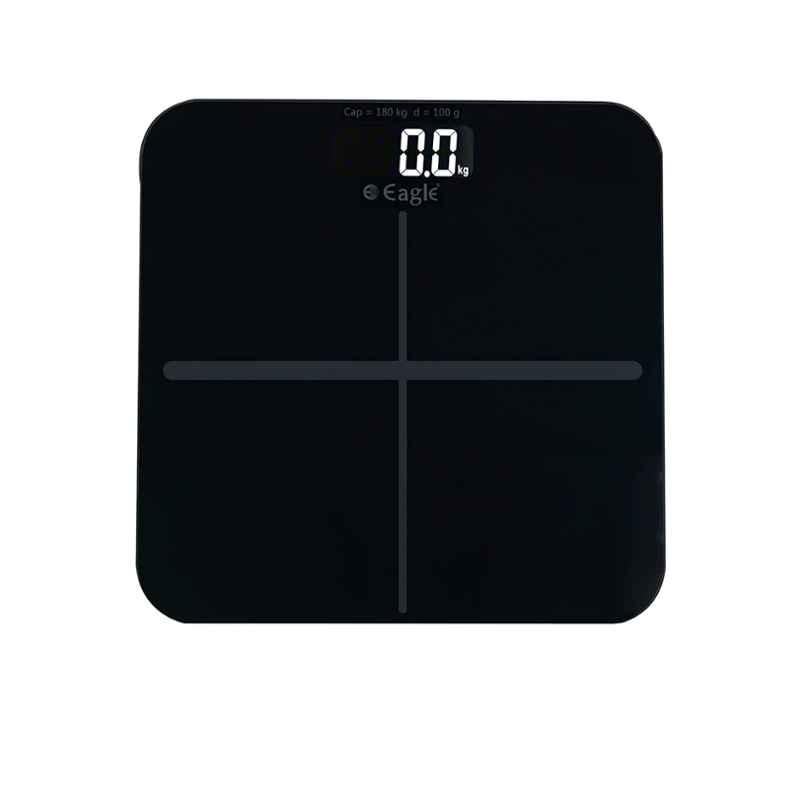 Eagle 180kg Electronic Tempered Glass LCD Personal Weighing Scales, EEP-1100A-BK