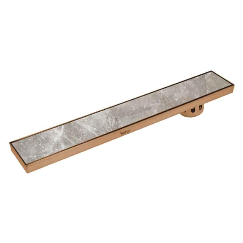 Ruhe 40x5 inch Stainless Steel 304 Rose Gold PVD Coated Marble Insert Shower Drain Channel, 16-0226-20