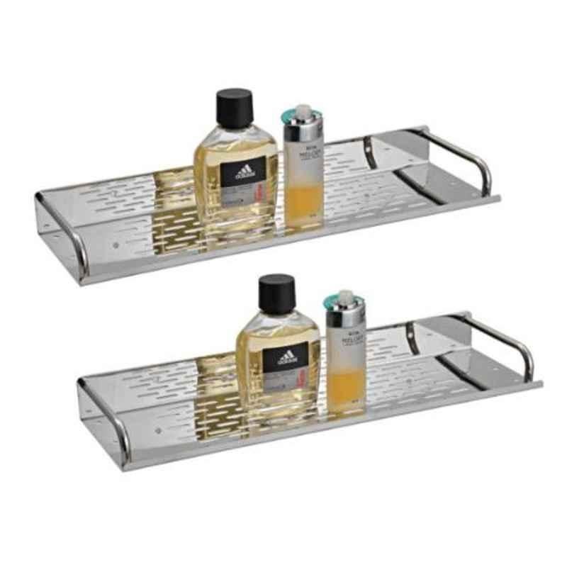 Drizzle 2 Pcs Stainless Steel Silver Shelves Set, ASHELVESTEEL2