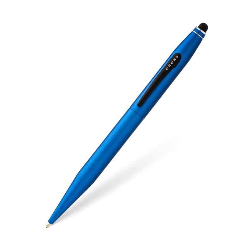 Cross Tech-2 Black Ink Metallic Blue Finish Stylus Ballpoint Pen with 1 Pc Black xxlarge Tip Set, AT0652-6