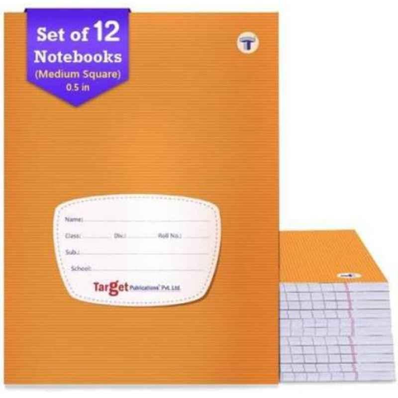 Target Publications B5 76 Pages Brown Ruled Maths Exercise xxlarge Square Notebook (Pack of 12)