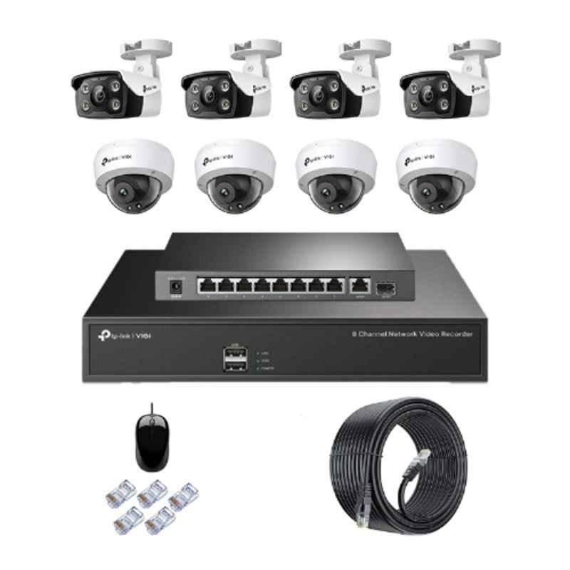 TP-Link VIGI C240 & C340 4MP Full Colour Network IP Combo Indoor & Outdoor Kit with 8CH NVR 8 Camera 10 Port POE Switch D-LINK 100M LAN Cable