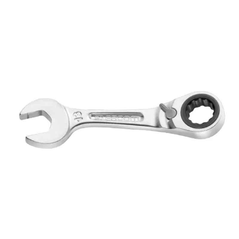 Facom 9mm Satin Chrome Short Ratchet Combination Wrench, 467BS.9