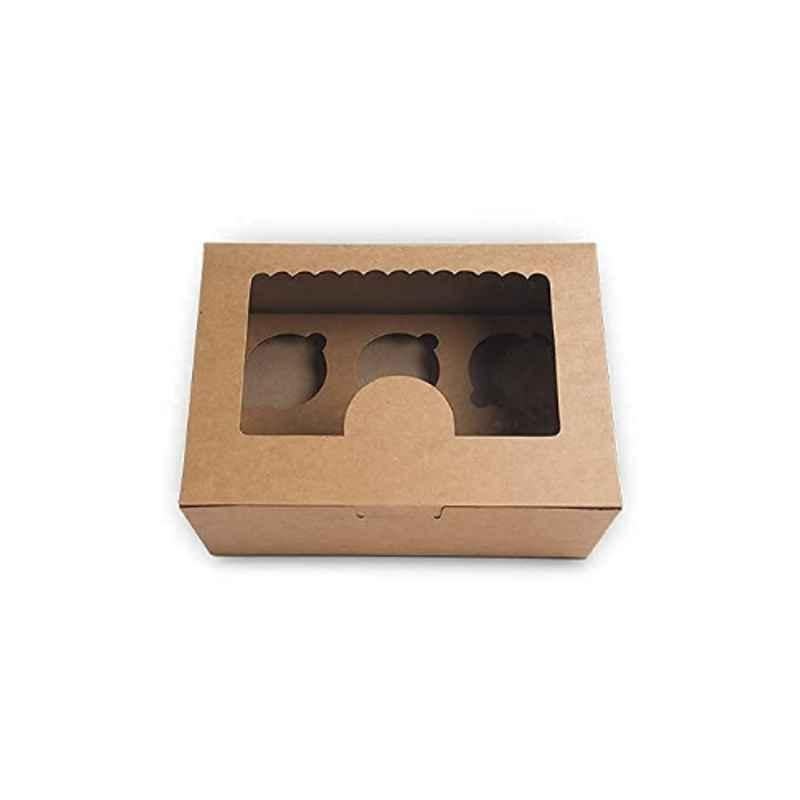 UDBHAV IDDIEN INC 9.25x6.5x4 inch 410 GSM Brown Kraft Paper Cup Cake Box, UI-306-10 (Pack of 10)