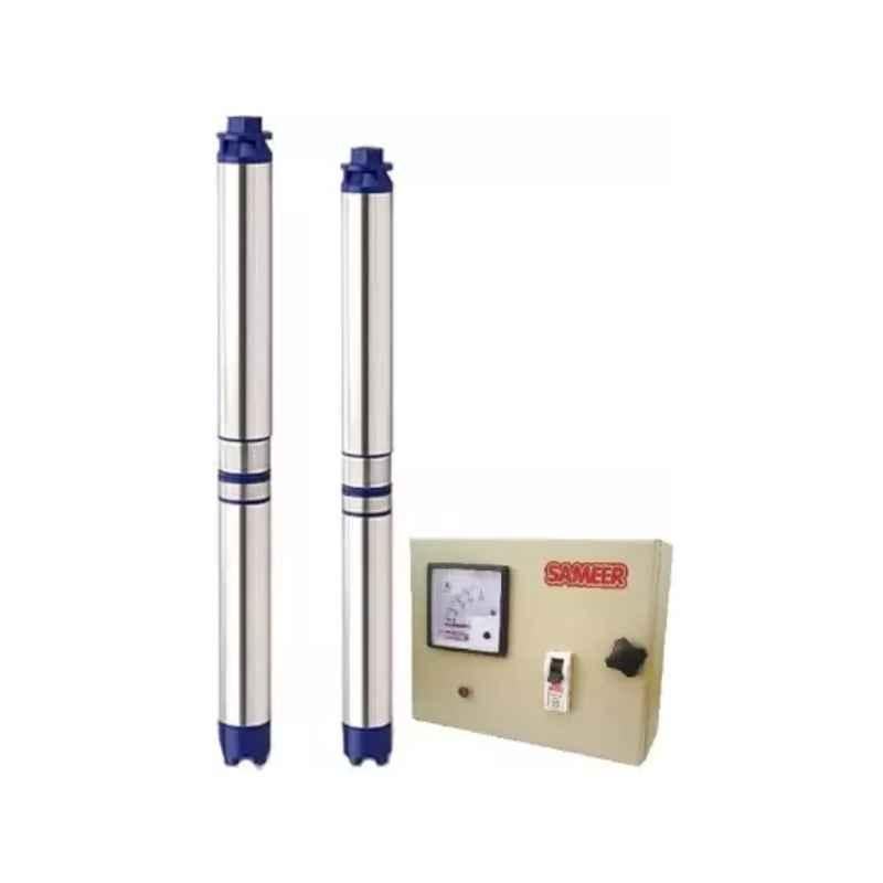 Sameer I-Flo 1.5HP Oil Filled Submersible Pump with Control Panel, 30m Safety Wire & 30m Submersible Cable Set