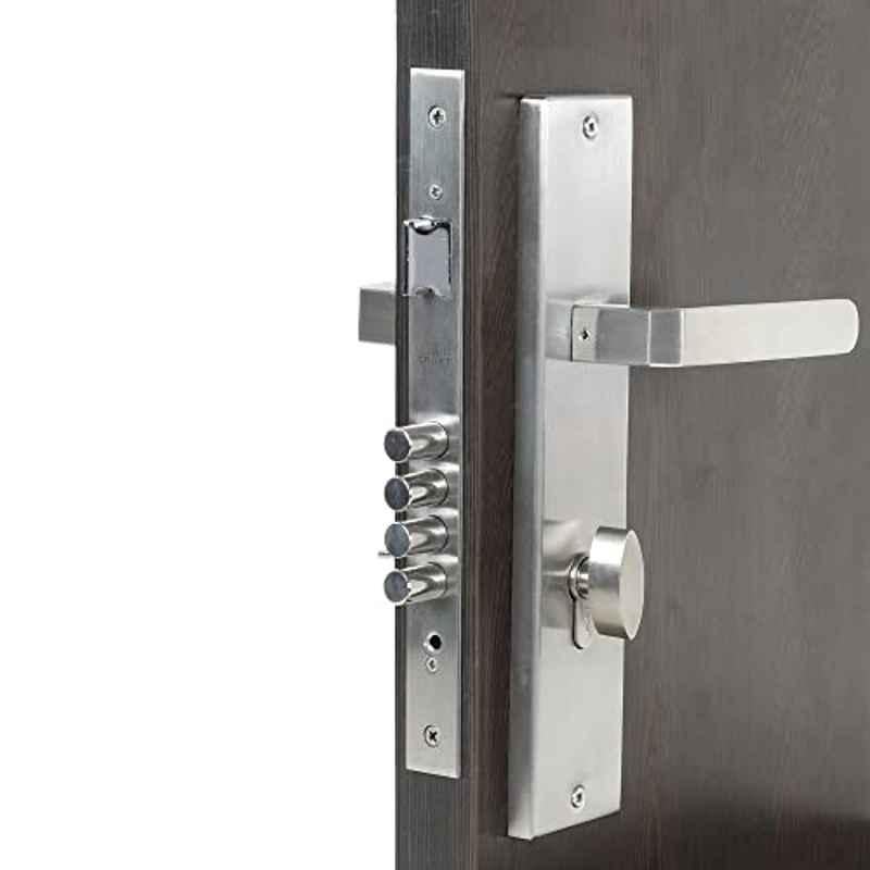 Homexpert LB303-OSK 10 inch 60mm Stainless Steel Silver Cylindrical Plate One Side Key Mortise Door Lock Set