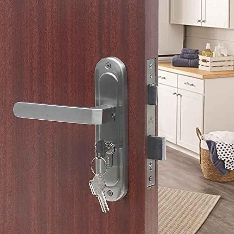 Saze Stainless Steel Matt Finish Cylinder Plate Both Side Key Mortise Door Lock Set with 3 Keys, LB-303