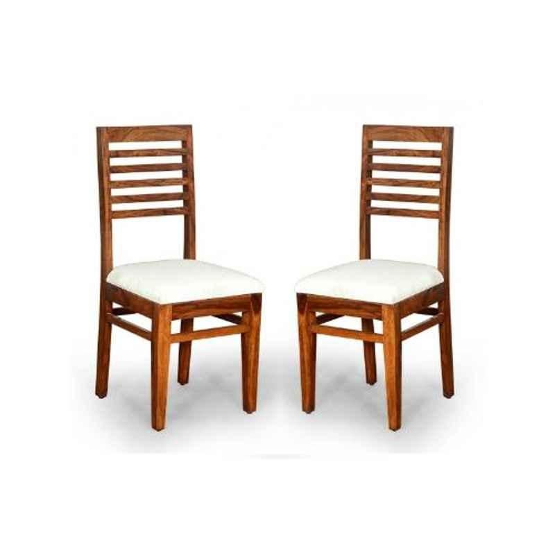 Angel Furniture 2 Pcs 39x18x18 inch Honey Semi Glossy Finish Wood Sitting Chair Set, AC-11