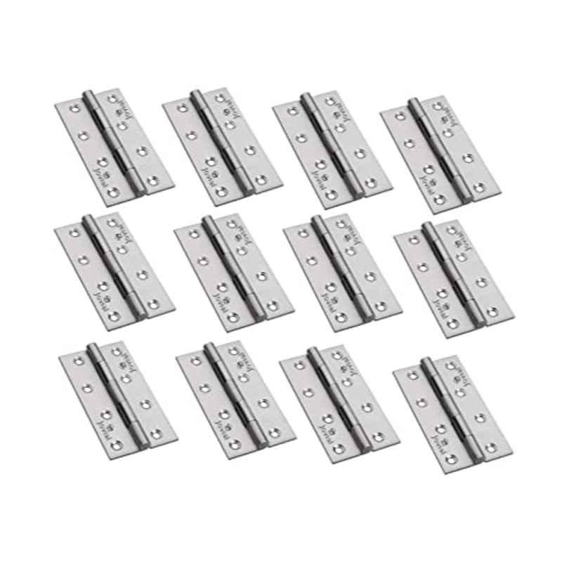 Jovial Lacier 3 inch 12G Stainless Steel Satin Matt Finish Door & Window Butt Hinges (Pack of 12)