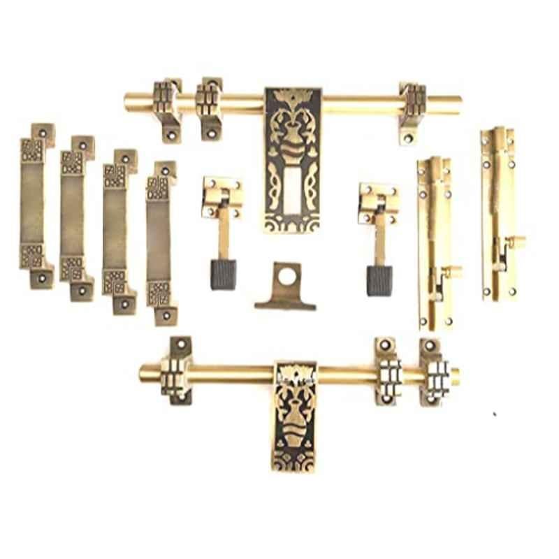 Jovial 10 Pcs Zinc Alloy Antique Brass Double Door Fitting Accessories Kit, DoubleDoor-1019-KT-129