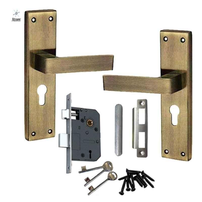 ATOM 200mm Stainless Steel & Brass Brass Antique Finish Mortise Door Lock Set, MH-G11-KY-BA