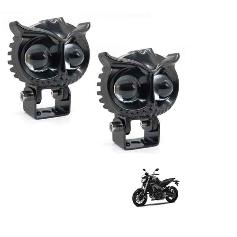Kozdiko 2 Pcs Yellow & White Owl Eye Shape LED Amber Fog Light Set for Yamaha MT 09