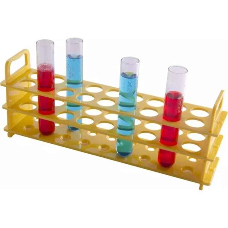 Abdos Polypropylene Reinforced 12 Places Yellow Test Tube Rack, P20705 Y