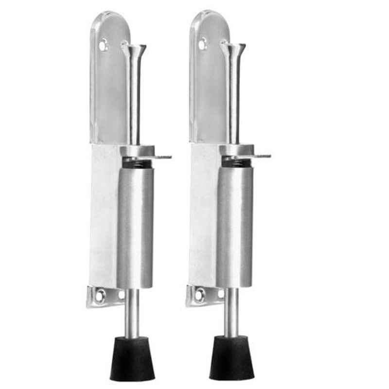 Nixnine Stainless Steel Foot Operated Floor Door Stopper with Rubber, SRNG_A-601_2PS (Pack of 2)