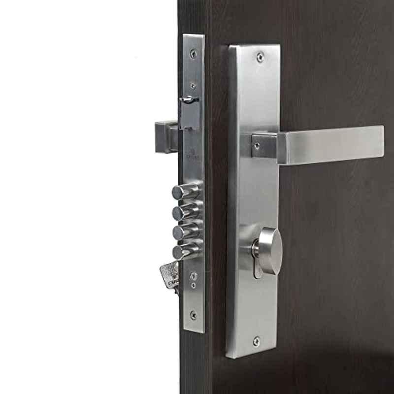 Homexpert LB1007-OSK 10 inch 60mm Stainless Steel Silver Cylindrical Plate One Side Key Mortise Door Lock Set