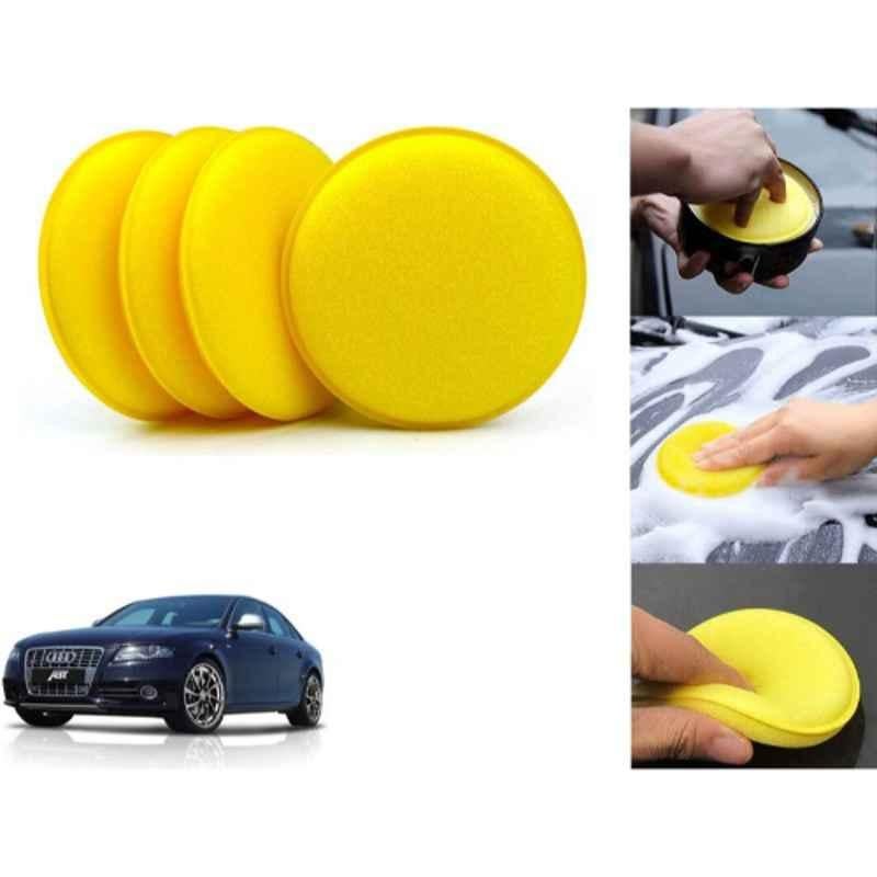 Auto Pearl Polyurethane Beige Washing & Waxing Polish Foam Sponge for S4 (Pack of 4)