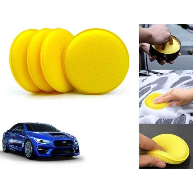 Auto Pearl Polyurethane Beige Washing & Waxing Polish Foam Sponge for WRX (Pack of 4)