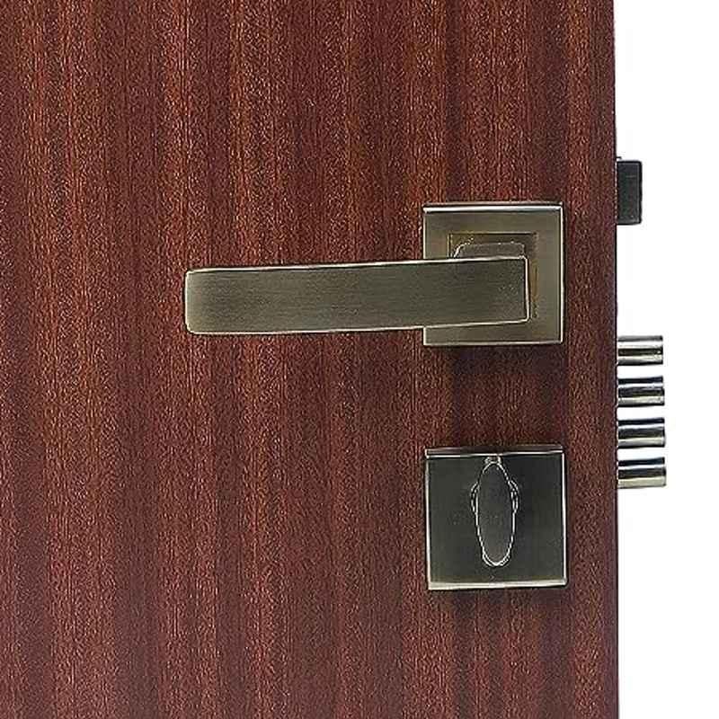 Homexpert Rose LB-10001 Stainless Steel Antique Brass Finish Cylindrical Plate One Side Key Mortise Door Lock Set