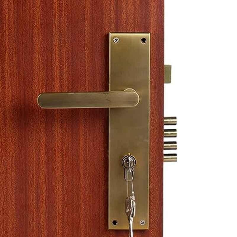 Handle Waala MG304 10 inch 60mm Stainless Steel Antique Brass Finish Cylindrical Plate Both Side Key Mortise Door Lock Set