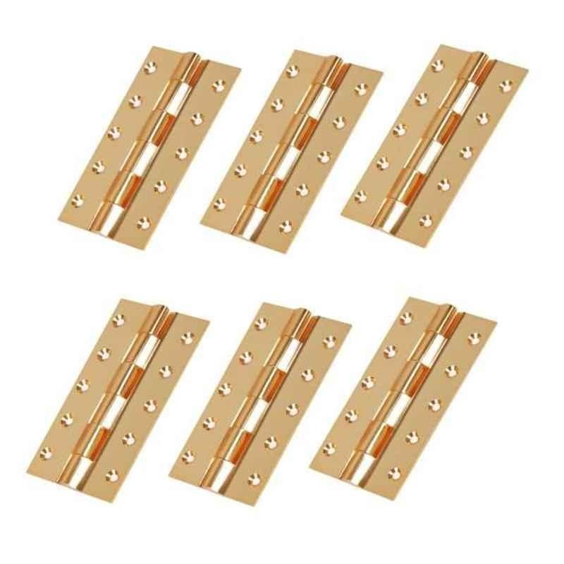 Smart Shophar 6x1.25x2 inch Brass Gold Railway Hinge, SHA10HG-RAIL-GL6X1.25X2-P6 (Pack of 6)