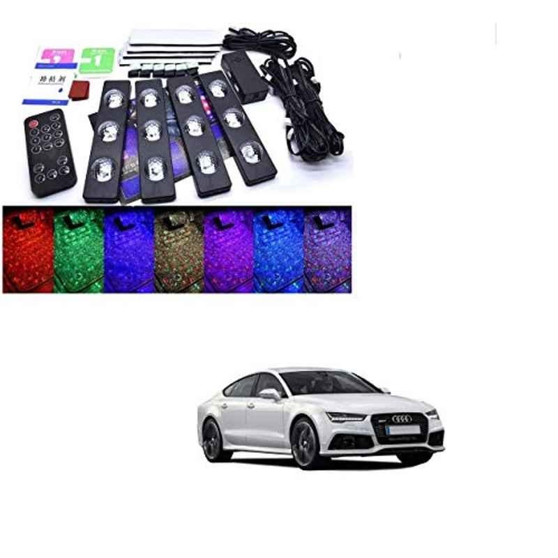 Kozdiko 4 Pcs 7 Colour Seat Bottom Car Star Light Kit with Remote Control For Audi A7