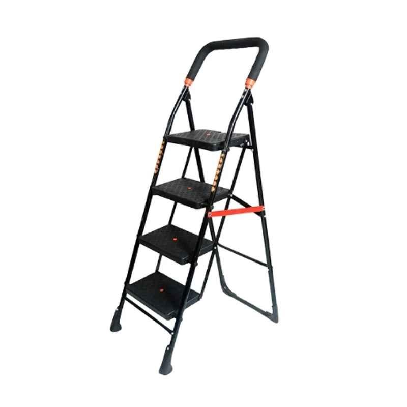 Inaithiram SL4SDLX 150kg 4 Step CRC Black Powder Coated Foldable Step Ladder with Anti Slip & Safety Clutch Lock