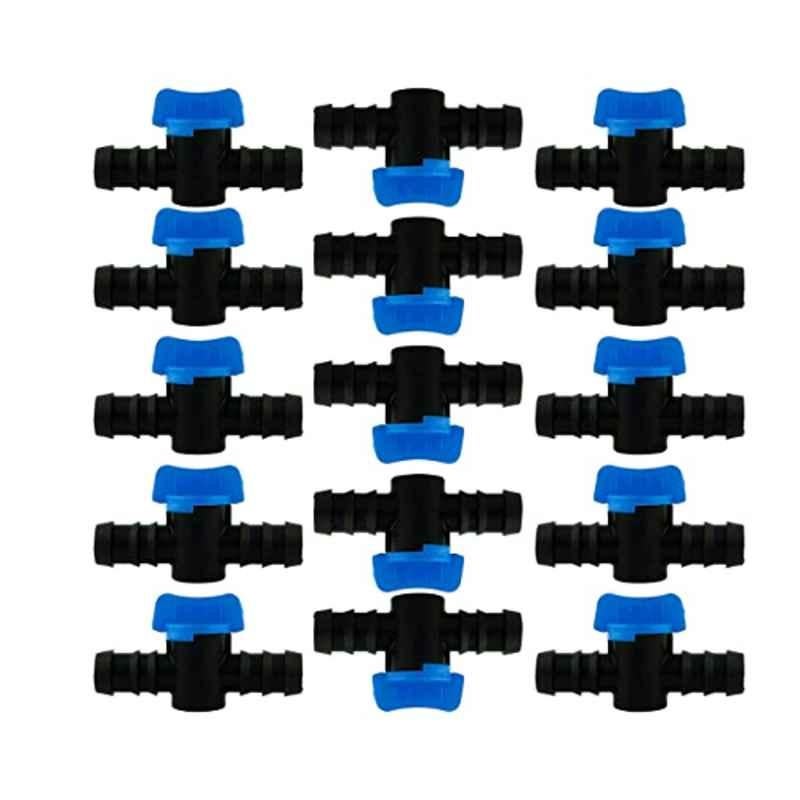 Cinagro 16mm Plastic Black Straight Connector with Tap, CNG110 (Pack of 50)