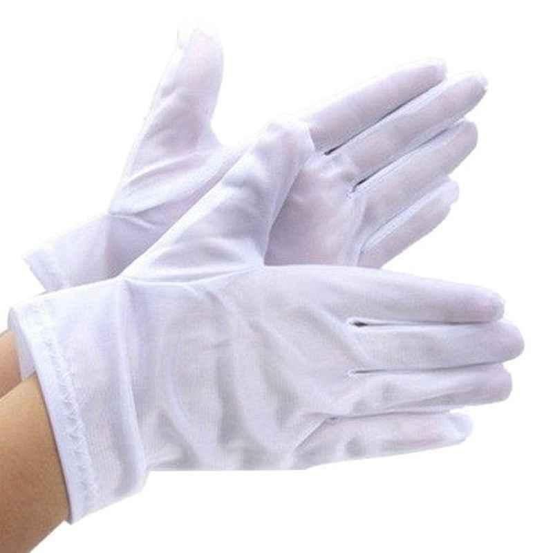 Mastership 10 inch Nylon White 13 Gauze Safety Hand Gloves (Pack of 20)