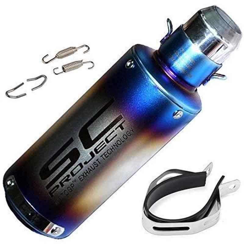 RA Accessories Blue SC Project Mini Silencer Exhaust for Bajaj Pulsar 150