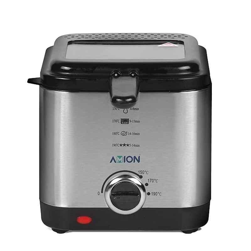 Amion 900W 1.5 Litre Stainless Steel Black Deep Fryer, CRISPY 150