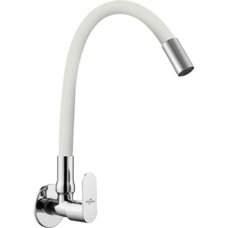 Neelkund Opal Brass White Chrome Finish Flexible Sink Tap with 360 deg Swivel Spout for Kitchen & Wash Basin