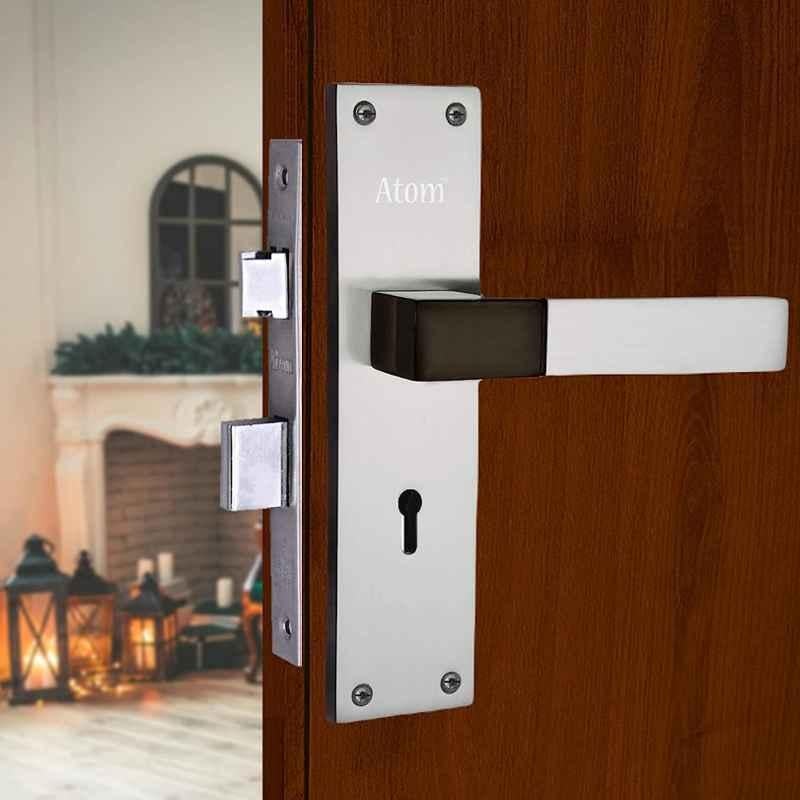 Atom 8 inch Black & Silver Finish 6 Lever Double Stage Heavy Duty Mortise Door Lock Set, WIH51KY