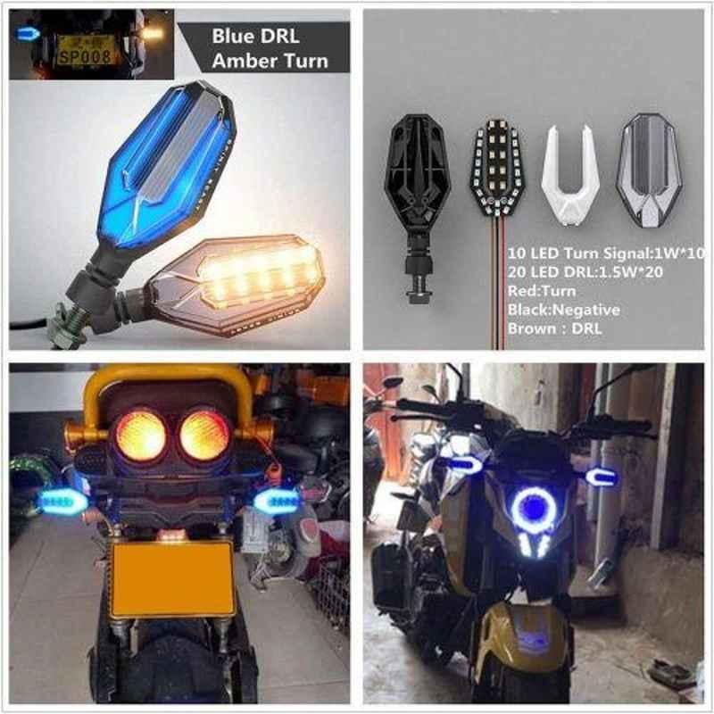 A4S Orange & Blue Dual Color Front, Side, Rear U Shape Indicator Light for Hero Super Splendor, ASTLO92 (Pack of 4)