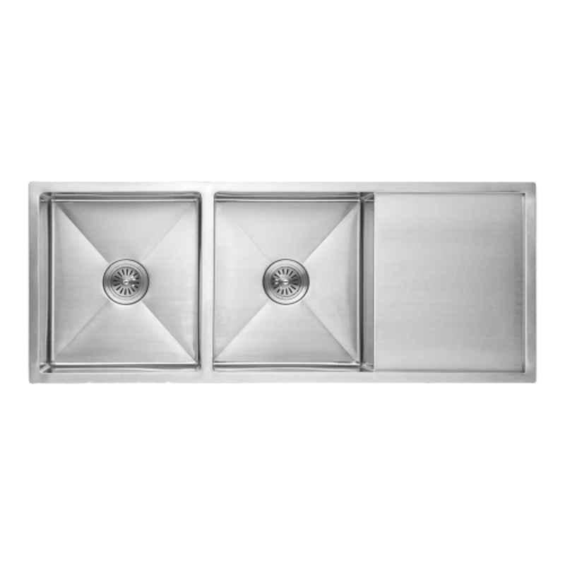 Neelkanth Handmade 1195x485mm Stainless Steel Double Bowl Matt Kitchen Sink, NKR-HM10-DBSD01