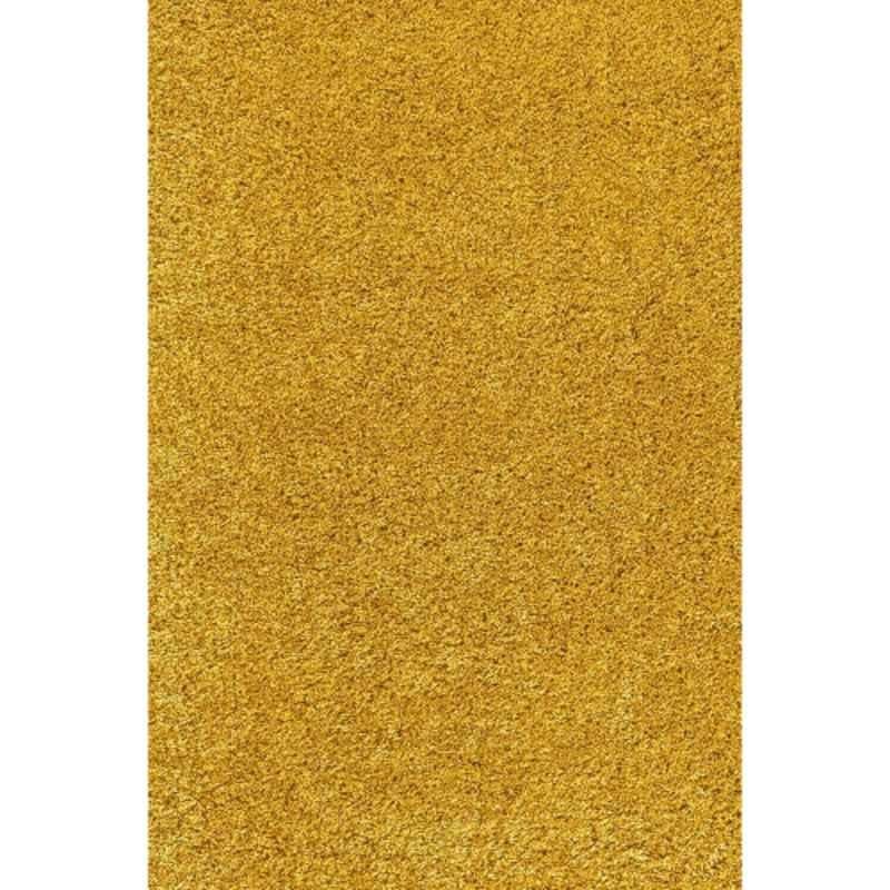 Carpetify 3x5ft Mustard Yellow Velvet Touch Shaggy Carpet, 0121ZVP587J