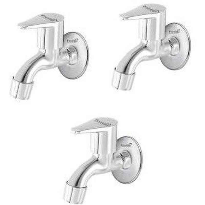 Prestige Jazz Stainless Steel Chrome Finish Bib Cock with Wall Flange (Pack of 3)