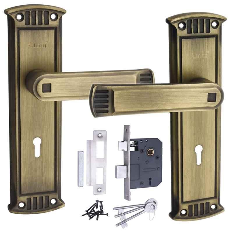 Atom Zinc Brass Antique Finish 6 Lever Double Stage Heavy Duty Mortise Door Lockset, O40KY