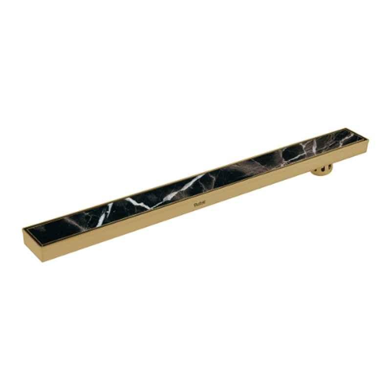 Ruhe 36x3 inch Stainless Steel 304 Yellow Gold PVD Coated Marble Insert Shower Drain Channel, 16-0218-05